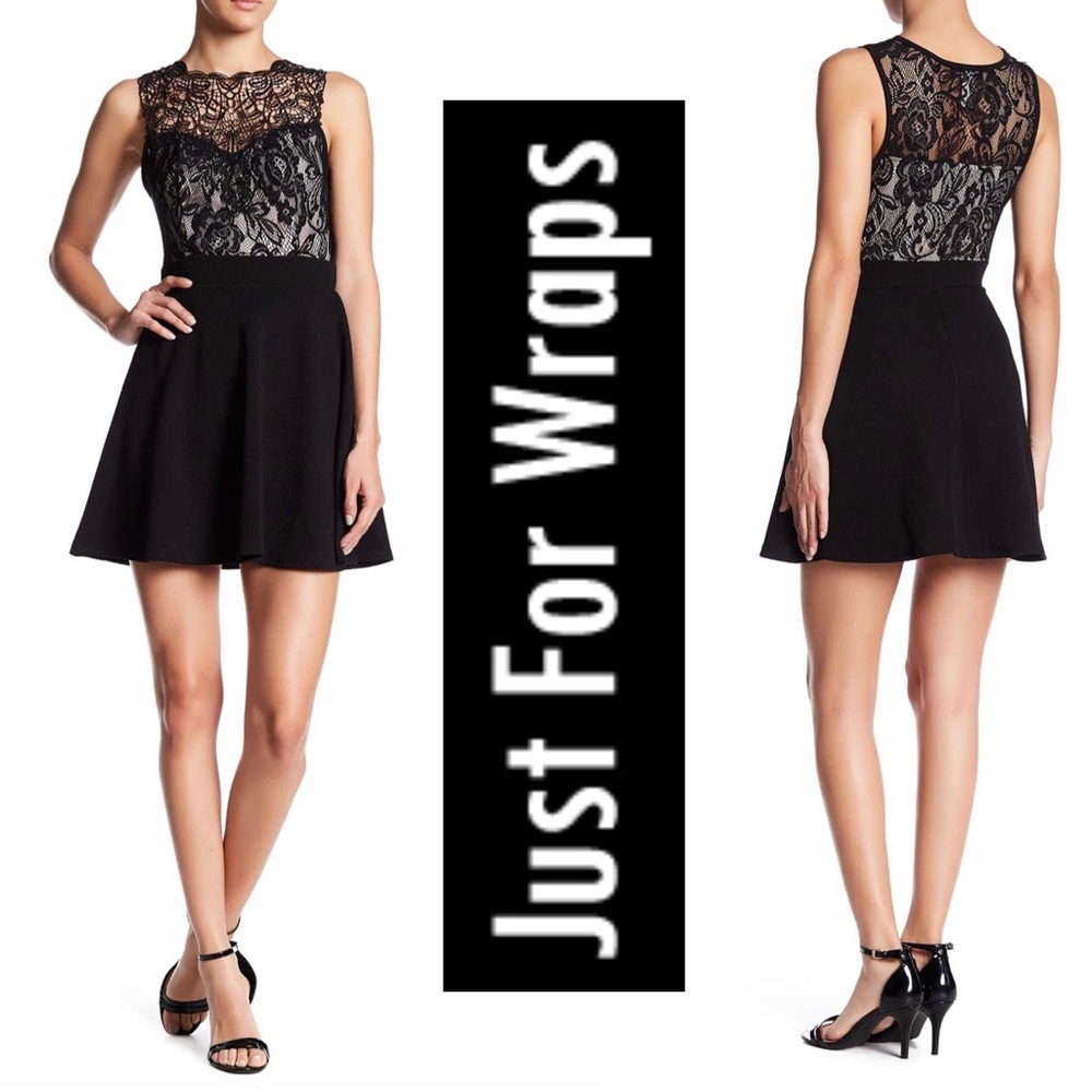 🆕JUST FOR WRAPS Lace Appliqué Fit & Flare Dress